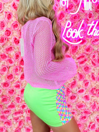 Thumbnail for Pink crochet long sleeve top.