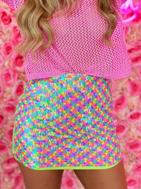 Thumbnail for Multi color sequin mini skirt