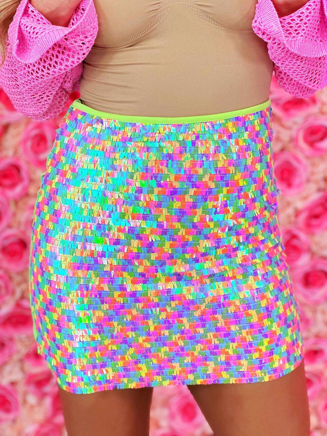 Multi Rainbow Sequin Skirt for Women