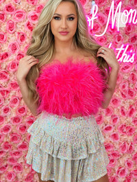 Thumbnail for pink feather tube top