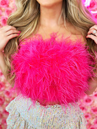 Thumbnail for Pink feather tube top