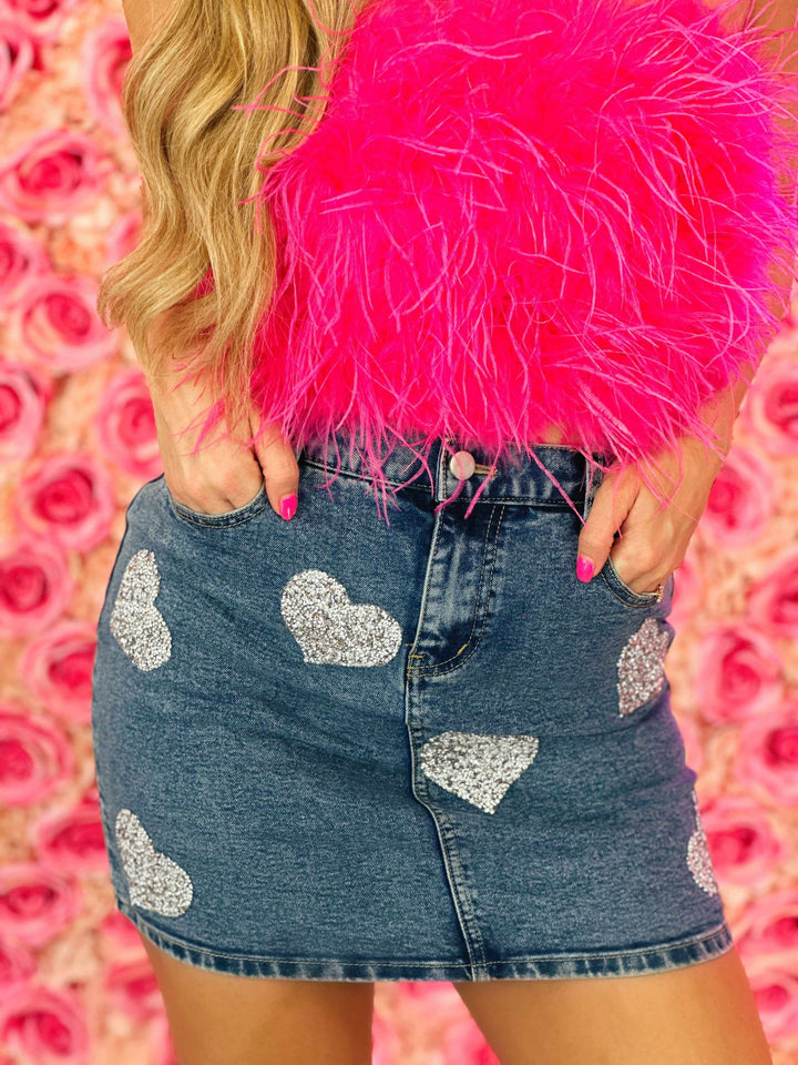 Hot Hearts Denim Skirt