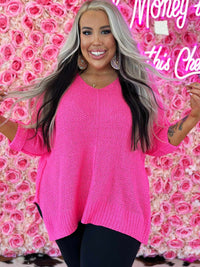 Thumbnail for Pink tunic length sweater.
