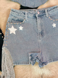 Thumbnail for Light denim shorts with stars