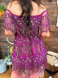 Thumbnail for Purple sequin fringe dress.
