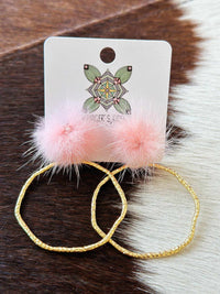 Thumbnail for Hoop N Holler Gold Earrings - Light Pink
