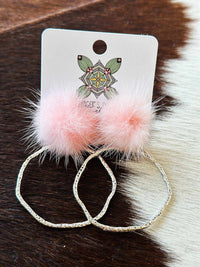 Thumbnail for Hoop N Holler Silver Earrings - Light Pink