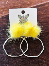 Thumbnail for Hoop N Holler Silver Earrings - Yellow