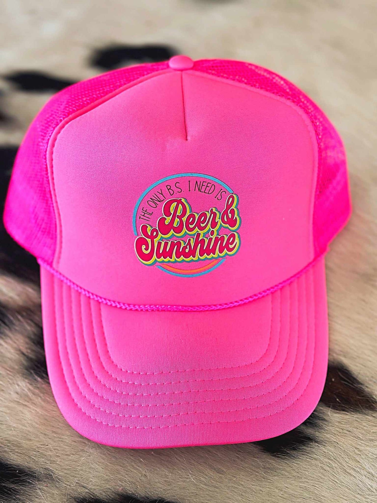 Only BS I Need Trucker Hat - Neon Pink