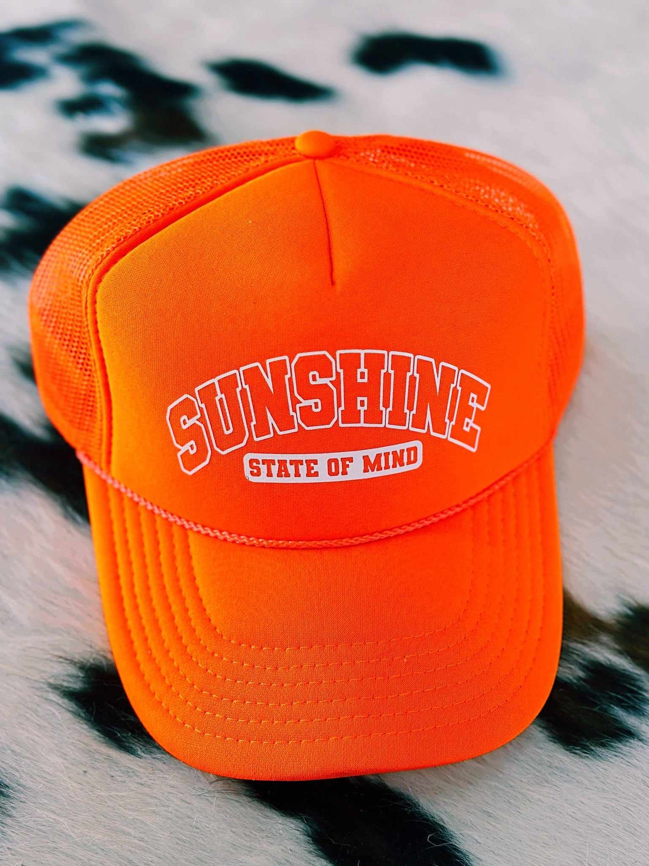 Sunshine State Of Mind Trucker Hat - Neon Orange