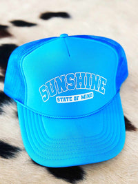 Thumbnail for Sunshine State Of Mind Trucker Hat - Neon Blue