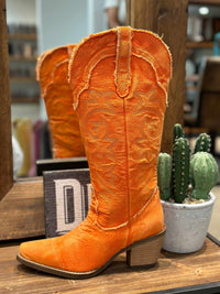 Thumbnail for Orange denim western boots