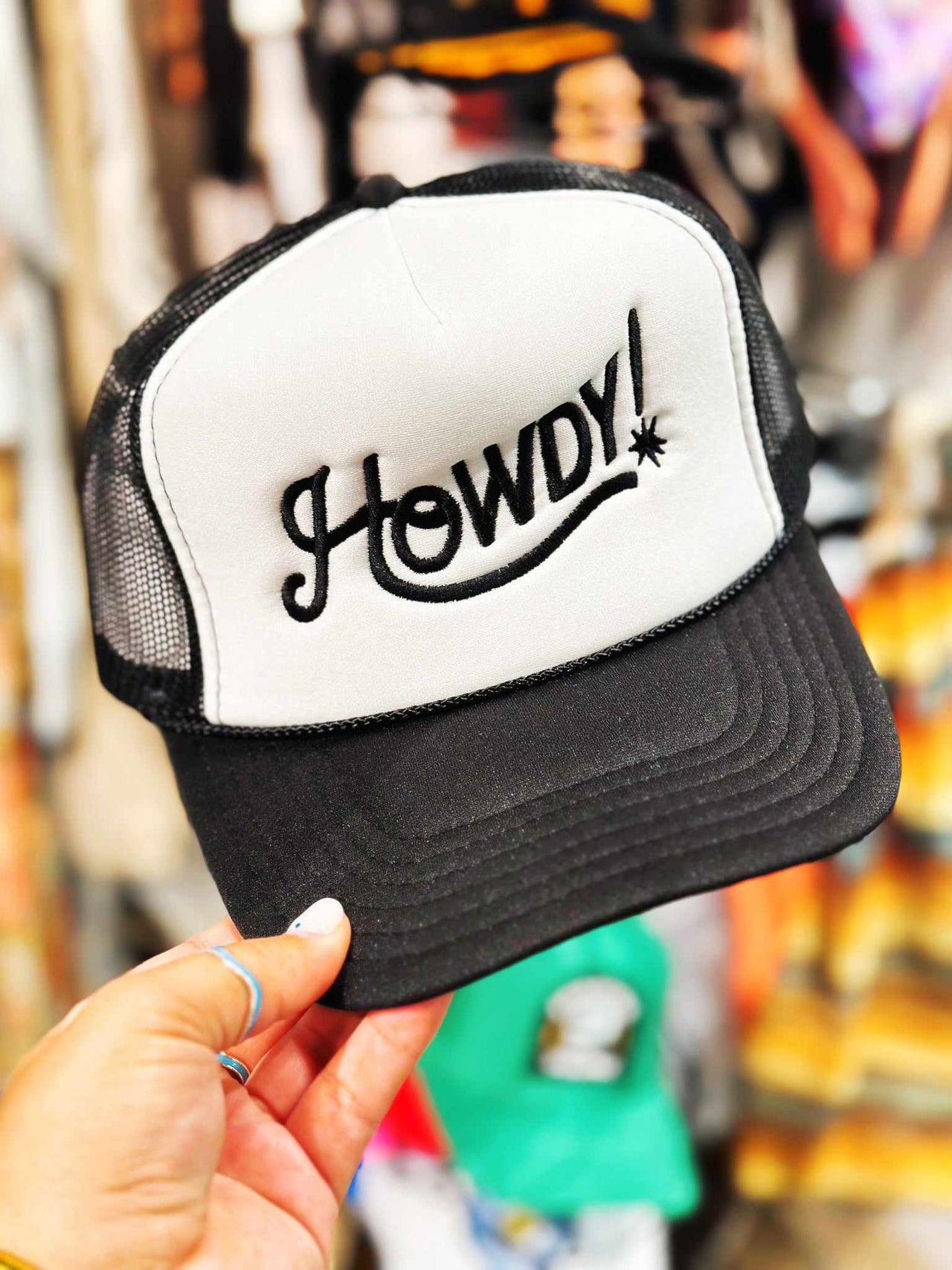 Howdy Trucker Hat - Black White