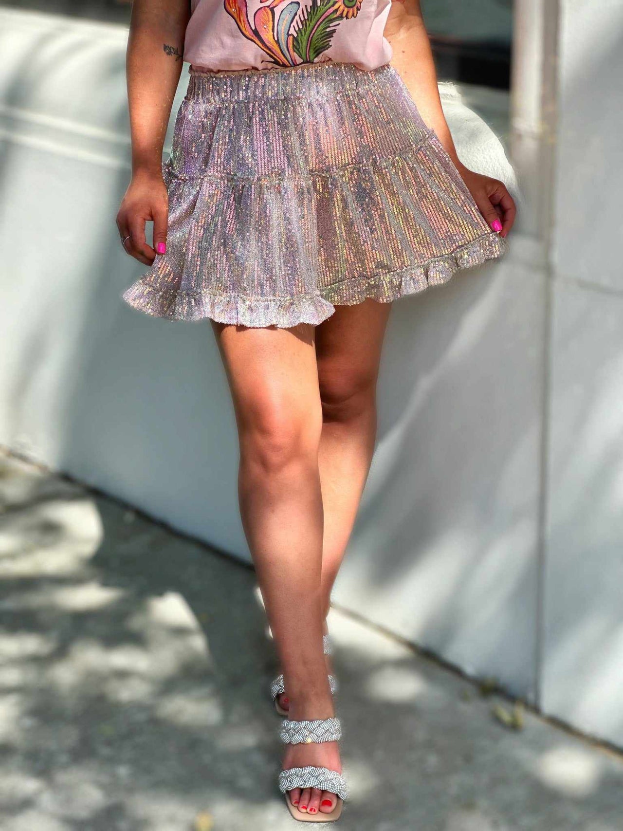 Fresh For Summer Sequin Ruffle Skirt