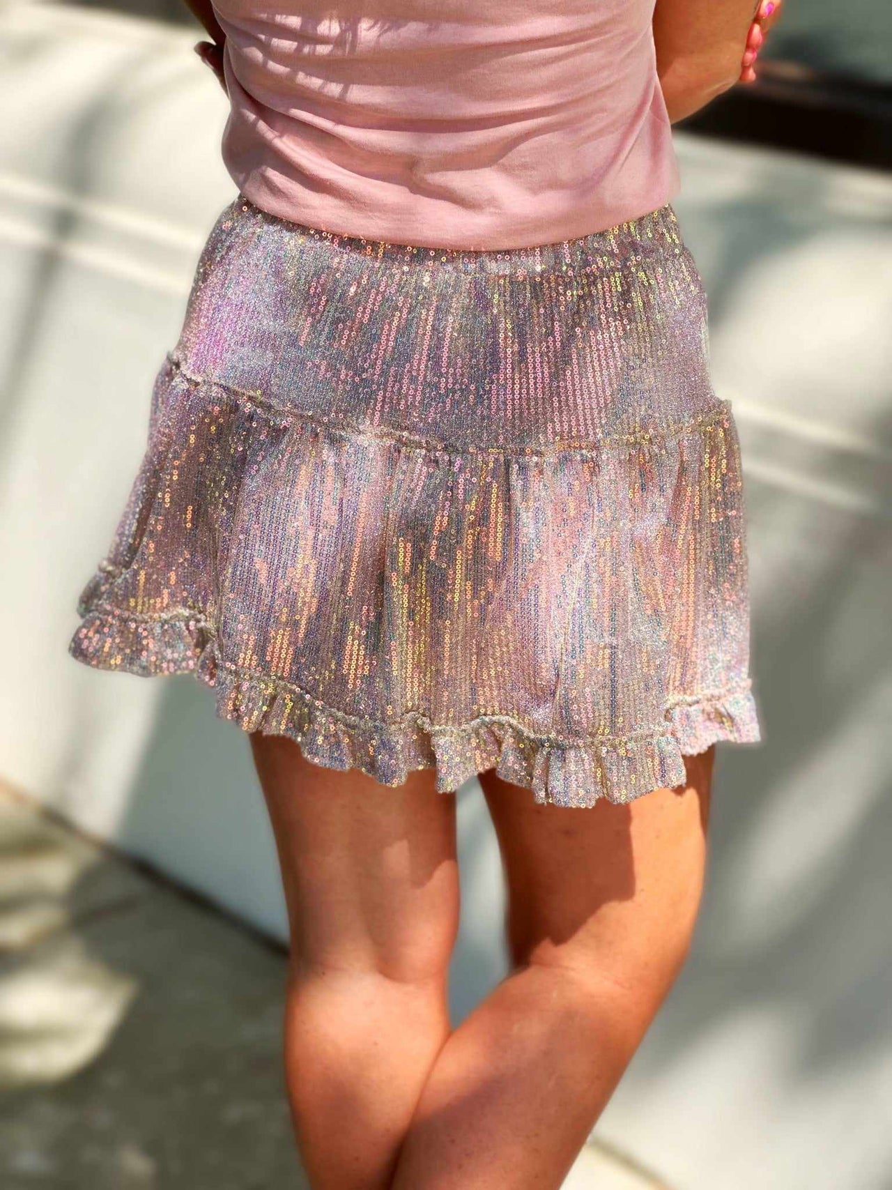 Fresh For Summer Sequin Ruffle Skirt