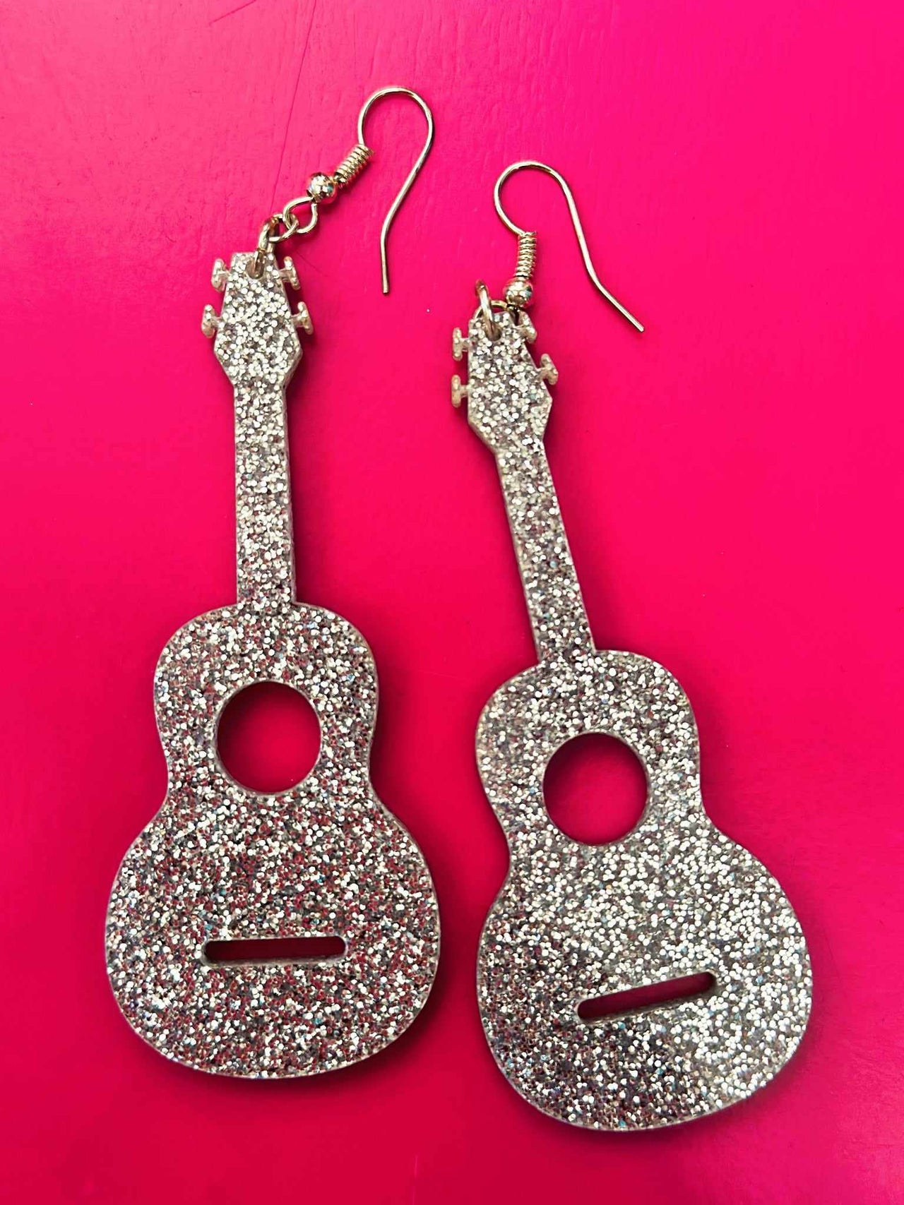 Glitter Guitar Earrings