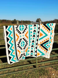 Thumbnail for Cuddle Up Blanket - Turquoise Aztec