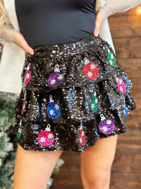 Thumbnail for Sleigh Queen Sequin Skirt - Black