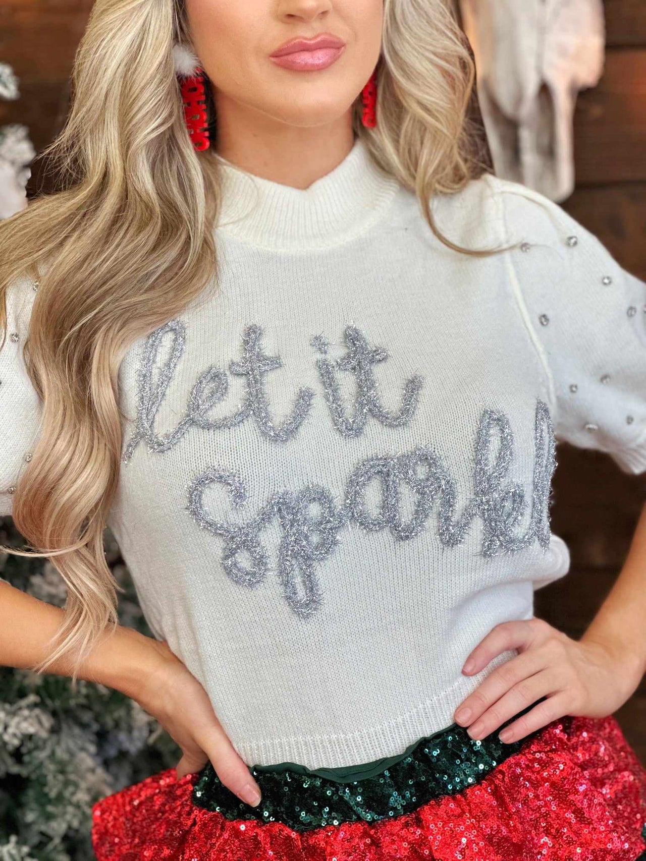 Let It Sparkle Sweater - Cream