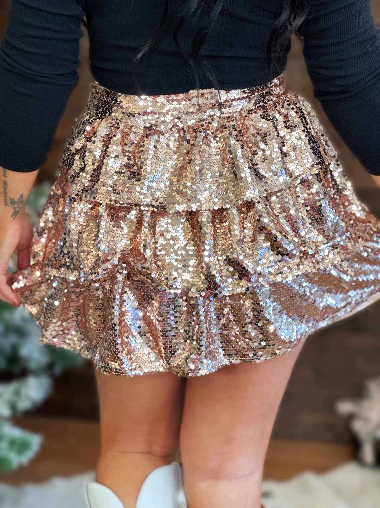 Sleigh Queen Sequin Skirt - Gold