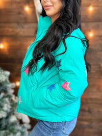 Thumbnail for Out Of This World Puffer Jacket - Green