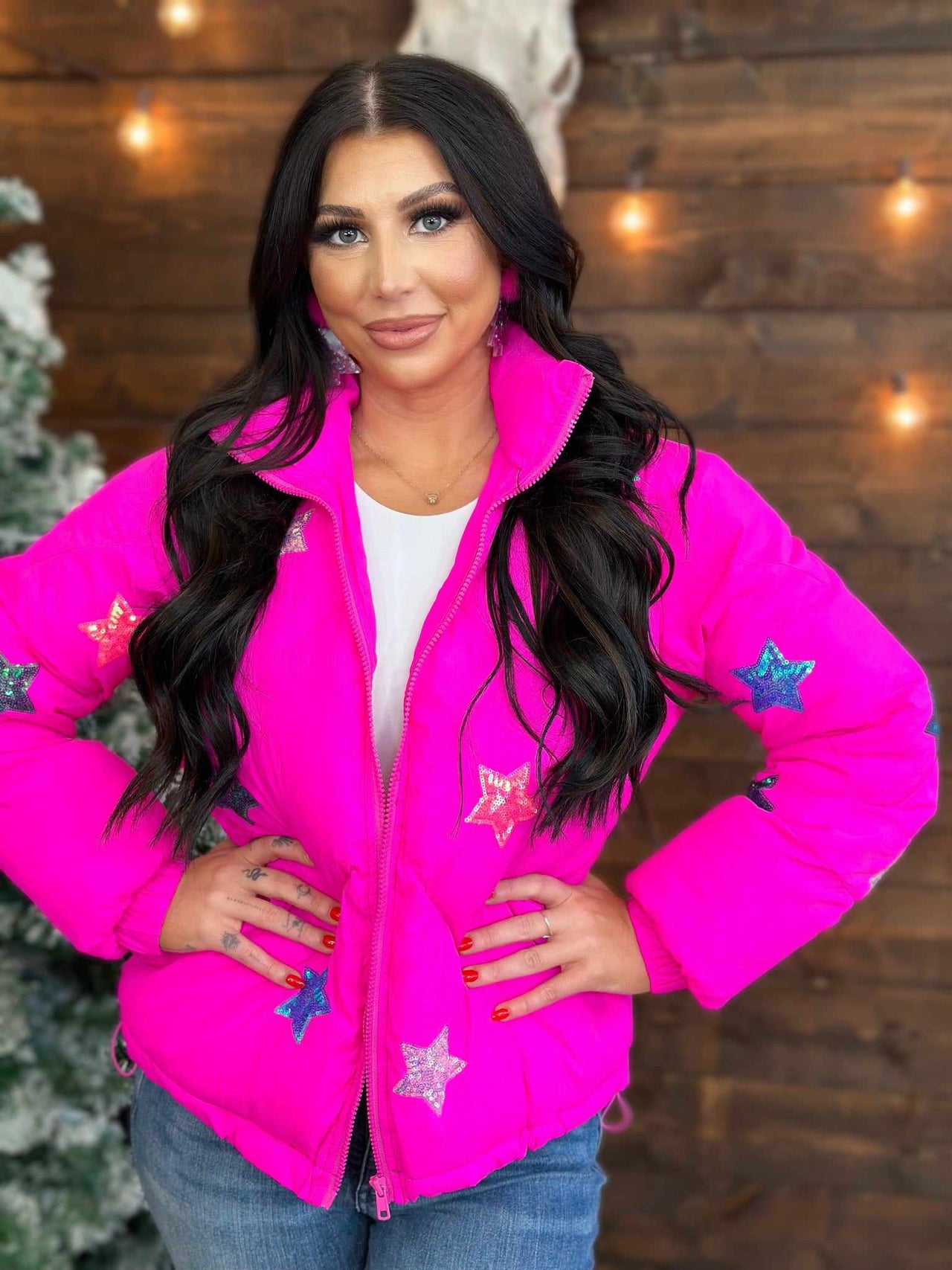 Out Of This World Puffer Jacket - Pink