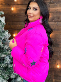 Thumbnail for Out Of This World Puffer Jacket - Pink