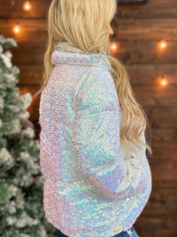 Thumbnail for Remember Me Puffer Sequin Jacket - White