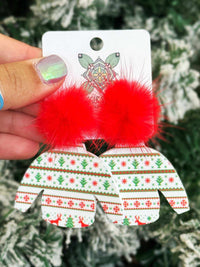 Thumbnail for Tacky Sweater Holiday Earring - Red