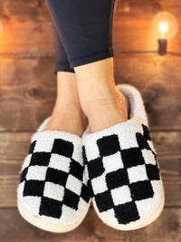 Thumbnail for Checkered Cozy Slippers - Black