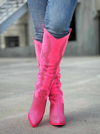 Thumbnail for Barbie pink rhinestone western boots.
