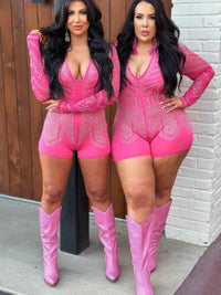 Thumbnail for Give Her That Romper - Neon Pink