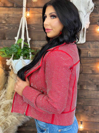 Thumbnail for Meet Somebody Moto Jacket - Red