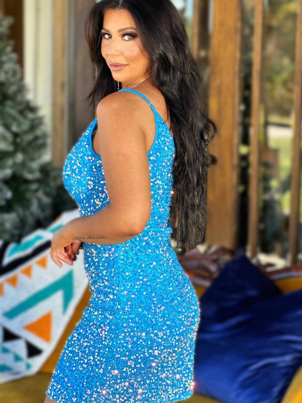 PREORDER Beauty & The Blue Sequin Party Dress