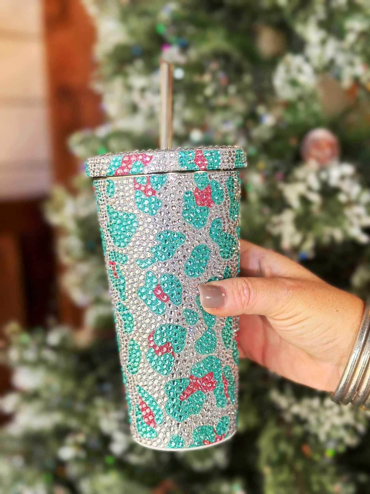 PREORDER Sippin' Bling Cup - Turquoise and Pink Cheetah