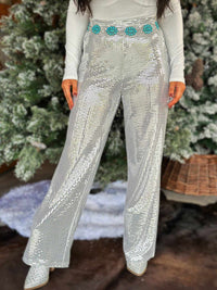 Thumbnail for Back To The Future Flare Pants - Silver