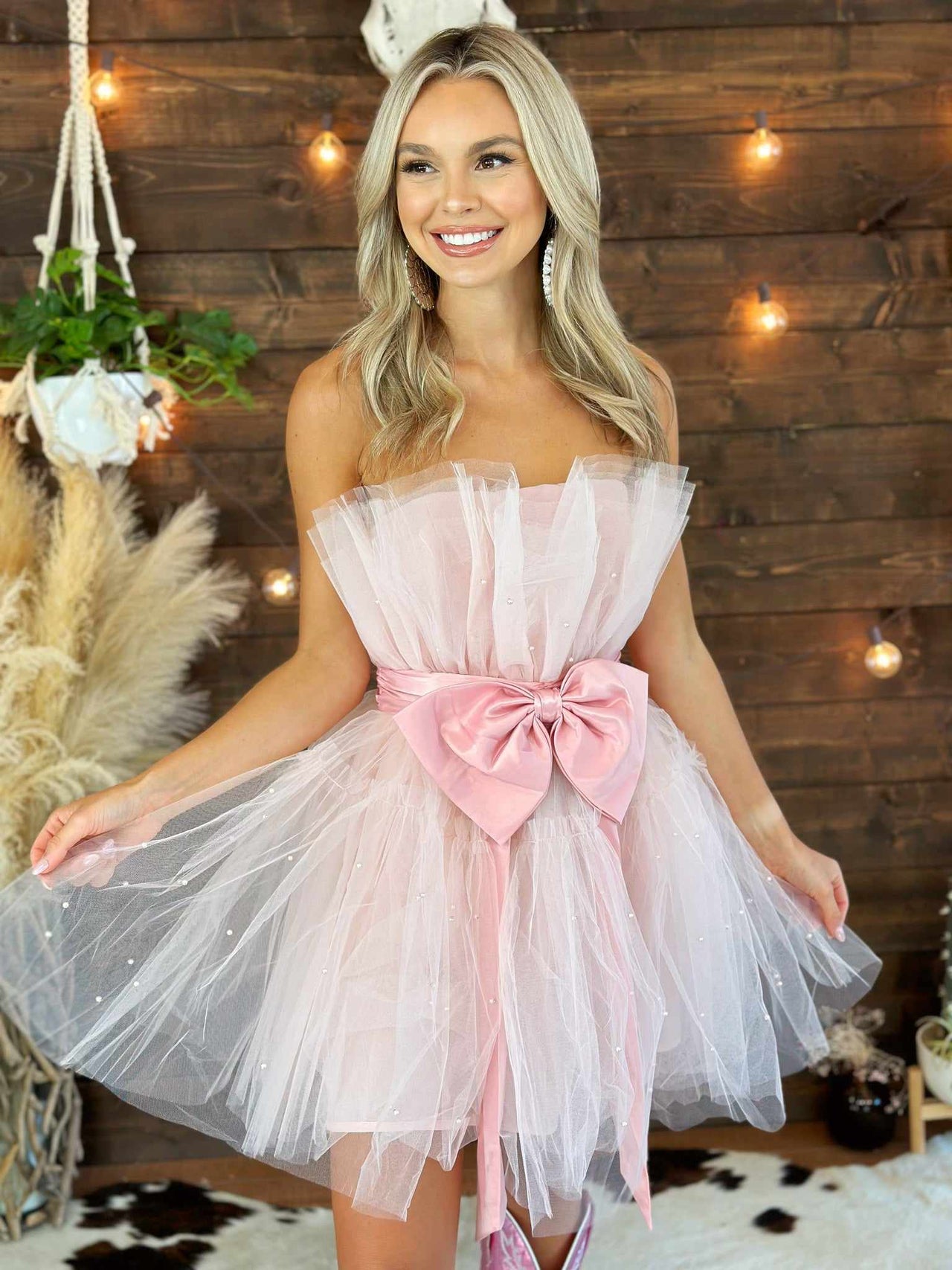 Pink organza babydoll dress
