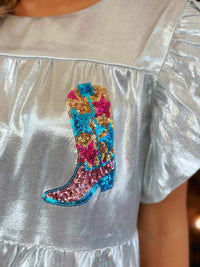 Thumbnail for Silver dress with sequin boots