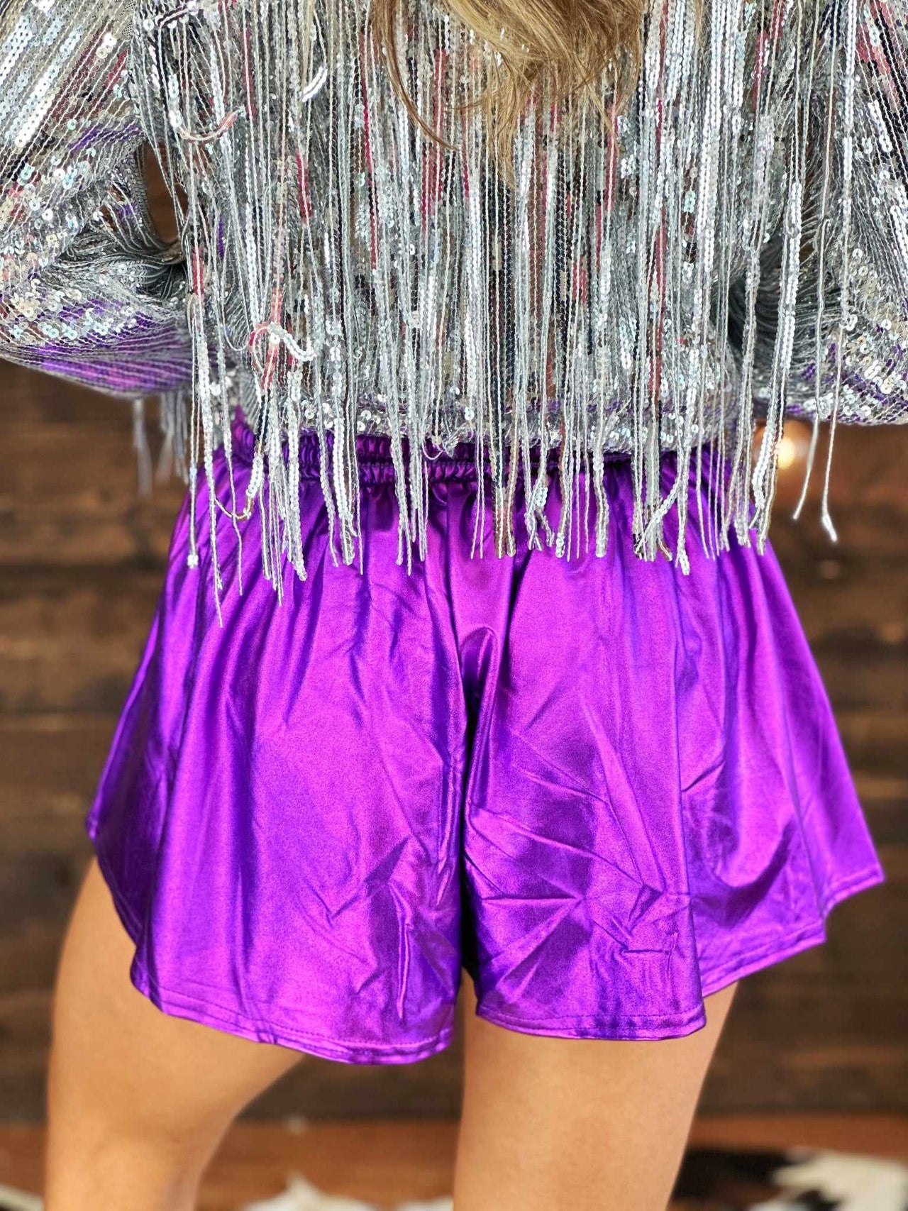 Metallic purple soft shorts