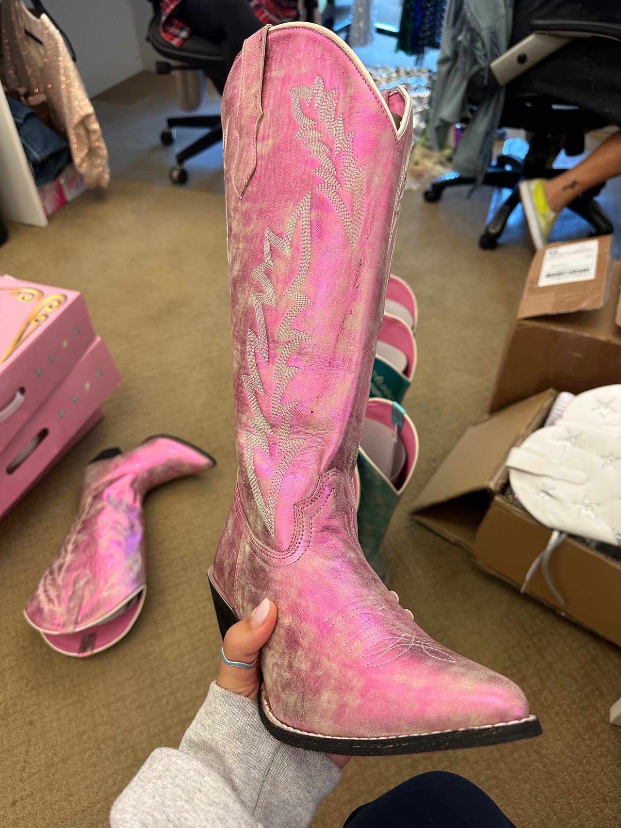 OOPS BOOTS - Tania Cowgirl Boot - Dusty Rose Metallic