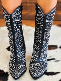 Thumbnail for Black western boots with rhinestones
