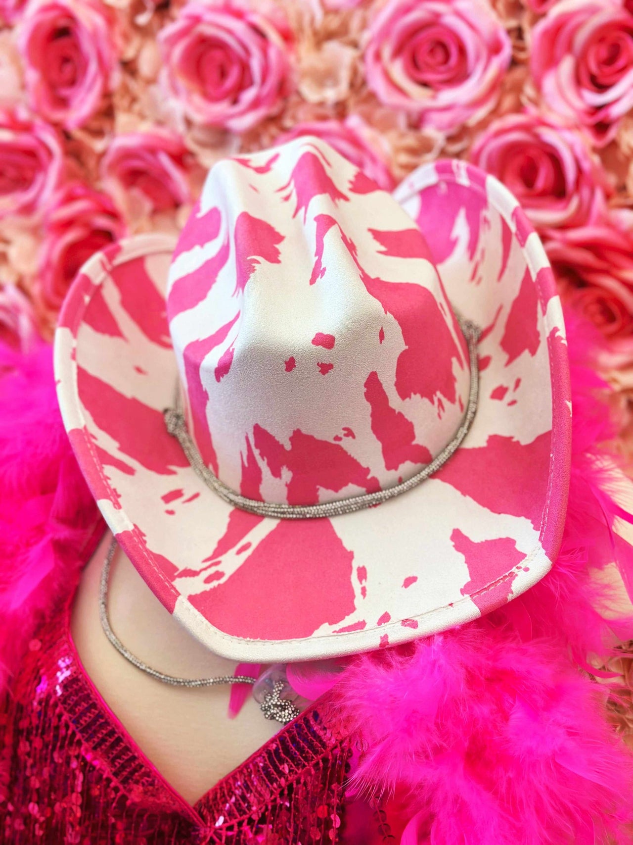Fast Livin Cowgirl Hat - Pink Cow