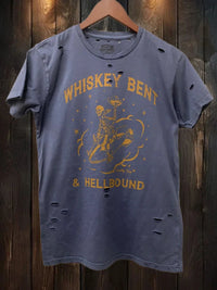 Thumbnail for Whiskey Bent And Hell Bound Distressed Navy Tee