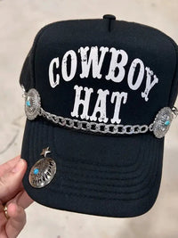 Thumbnail for Turquoise and Embossed Silver Oval Trucker Hat Chain