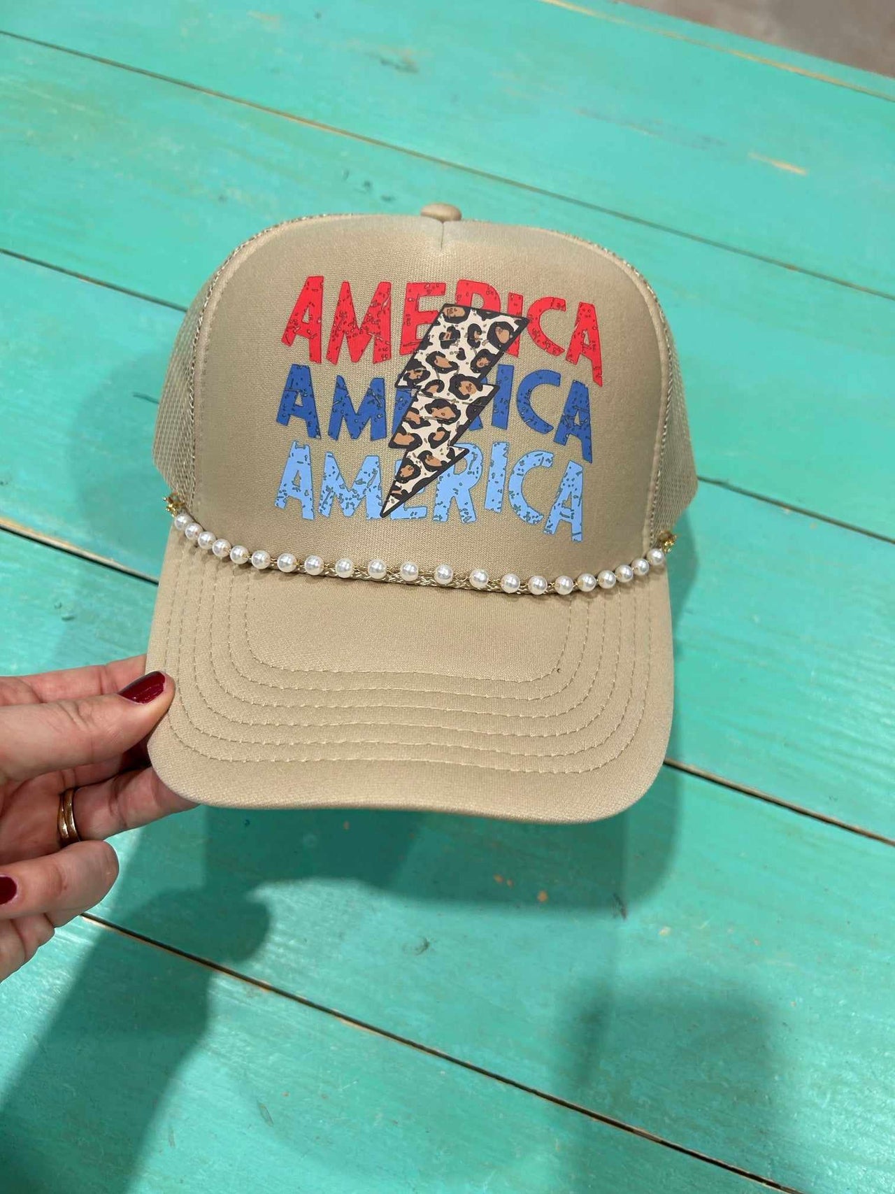 America Bolt Trucker Hat - Cream