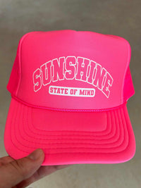 Thumbnail for Sunshine State Of Mind Trucker Hat - Neon Pink
