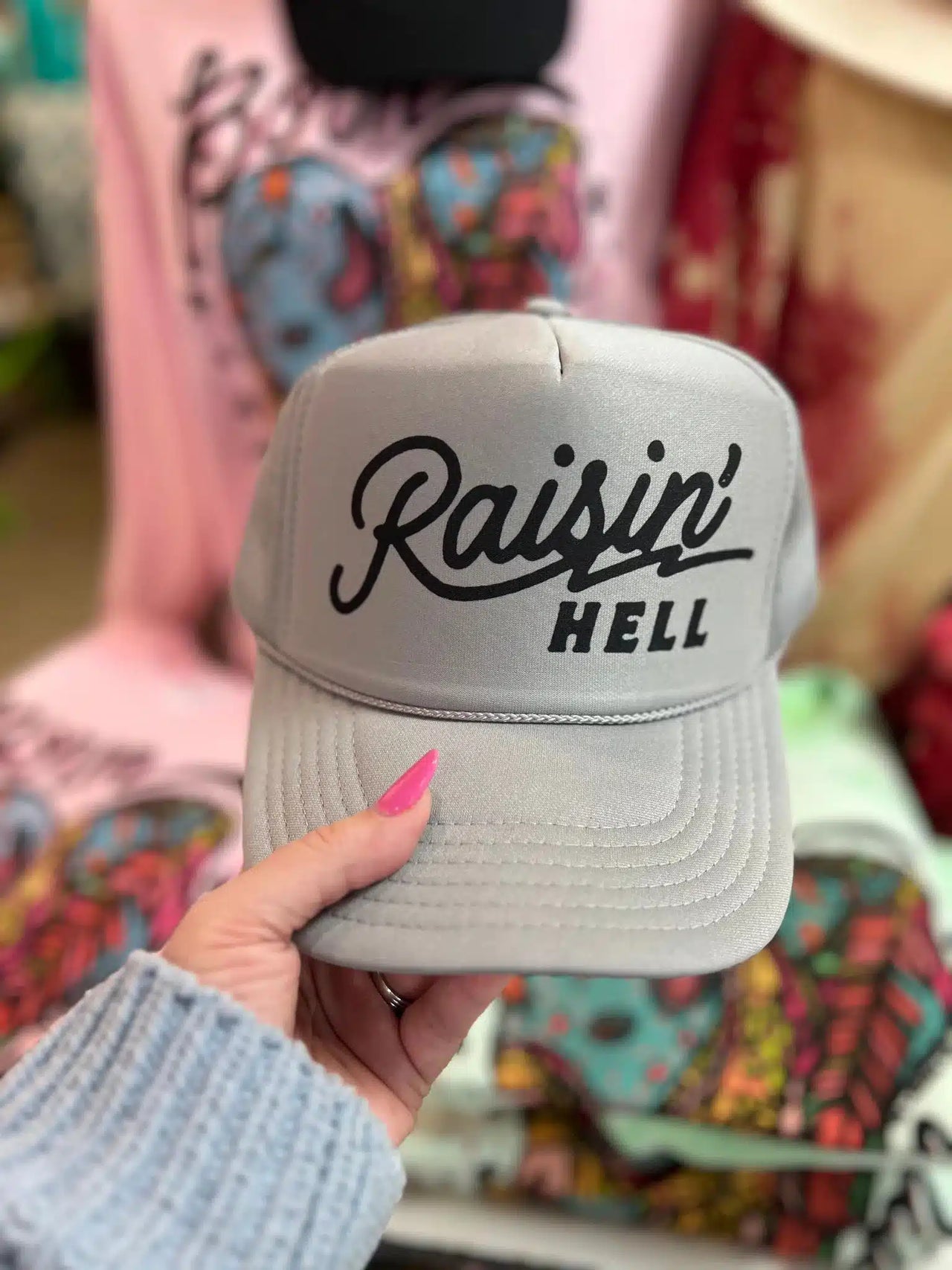 Raisin Hell Trucker Hat - Gray