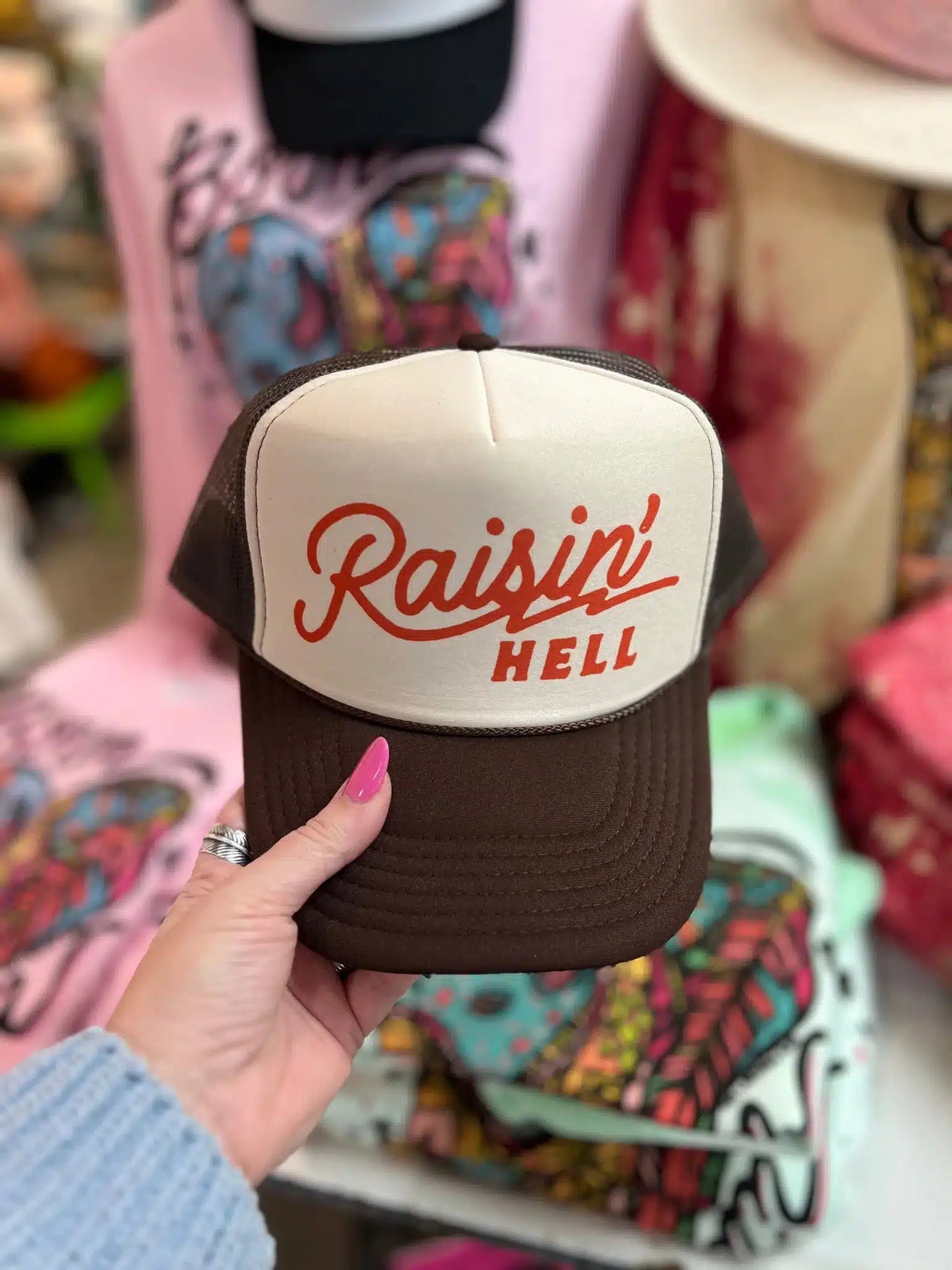 Raisin Hell Trucker Hat - Brown and Tan