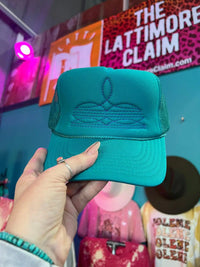 Thumbnail for Western Boot Stitch Trucker Hat - Jade