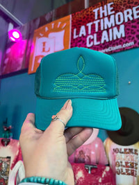 Thumbnail for Western Boot Stitch Trucker Hat - Jade